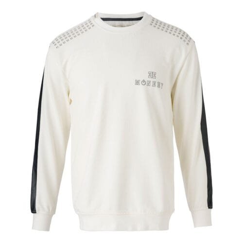 ekru omuz detaylı siyah şeritli MONEEY sweatshirt