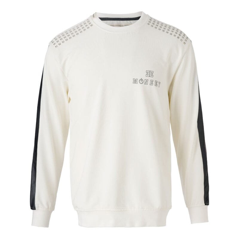 ekru omuz detaylı siyah şeritli MONEEY sweatshirt