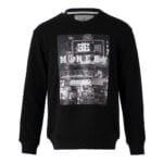 Erkek Siyah Urban Street Style Moneey Baskılı Sweatshirt