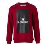 Kırmızı Siyah Blok "MONEEY" Baskılı Sweatshirt