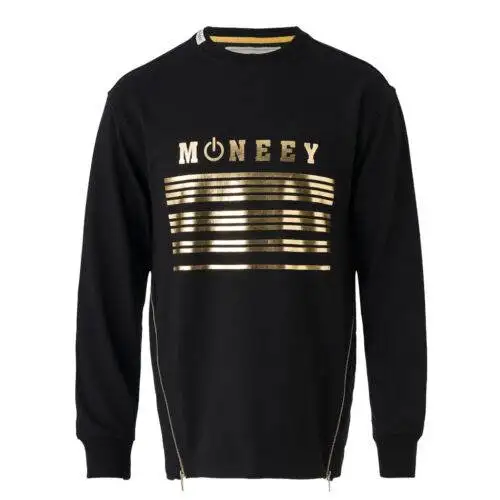 Kadın Siyah Gold Baskılı Fermuar Detaylı MONEEY Sweatshirt