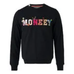 Kadın Siyah Çiçek Nakışlı Renkli MONEEY Yazılı Sweatshirt